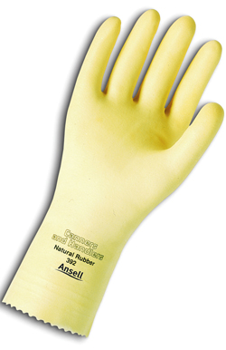 392 Ansell®不支持的罐头和手柄™耐化学手套，带卵石握把