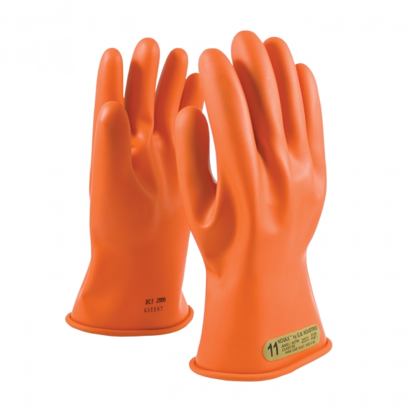 #147-0-11 PIP®NOVAX®0级橙色橡胶绝缘11 '手套，带直袖