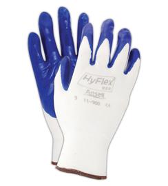 11900安塞尔®HyFlex®11-900蓝色丁腈棕榈涂层防护白色尼龙针织工作手套