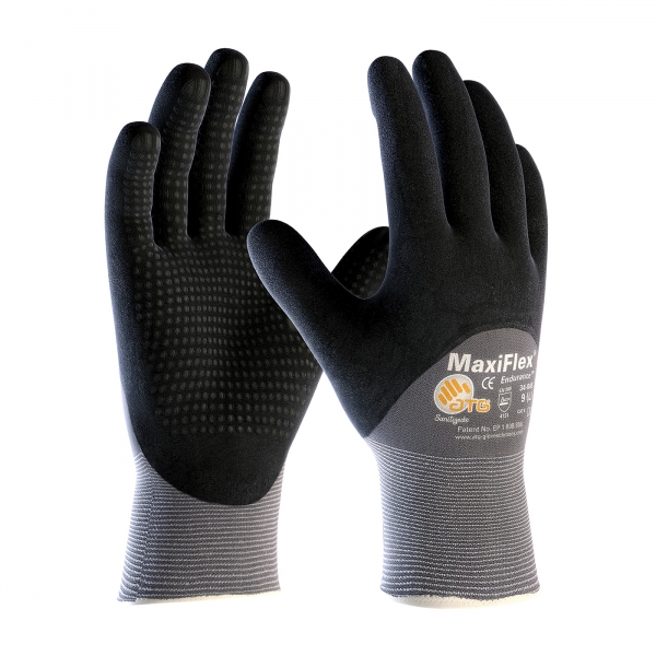 PIP®MaxiFlex®耐力无缝针织尼龙手套，丁腈涂层的微泡沫握把在手掌，手指和指关节-微点手掌
