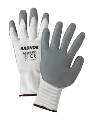 优质泡沫灰色丁腈棕榈涂层白色针织工作手套