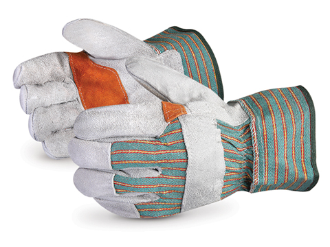 高级手套®Crewmate®双掌裂皮Fitters手套，带安全袖口#66BD