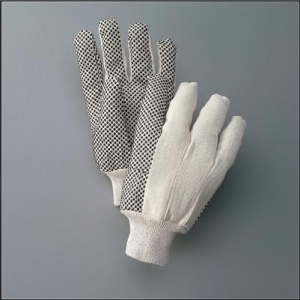 经济型PVC点状棉布帆布工作手套