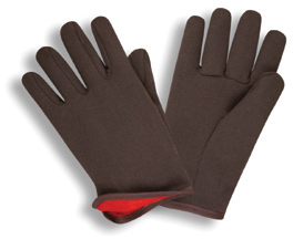 MDSEconomy Brown Cotton Jersey Gloves w/ Fleece Lining