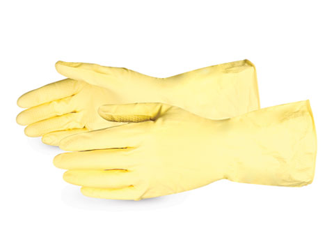 高级手套®Chemstop™黄色衬绒乳胶耐化学手套