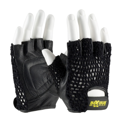 #122-AV14 PIP®最大安全®网状举重手套与加强垫皮革掌