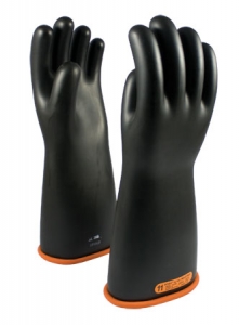 155-4-16 PIP®16 ' Novax®电气安全4级橡胶绝缘防护工作手套，两色黑色和橙色