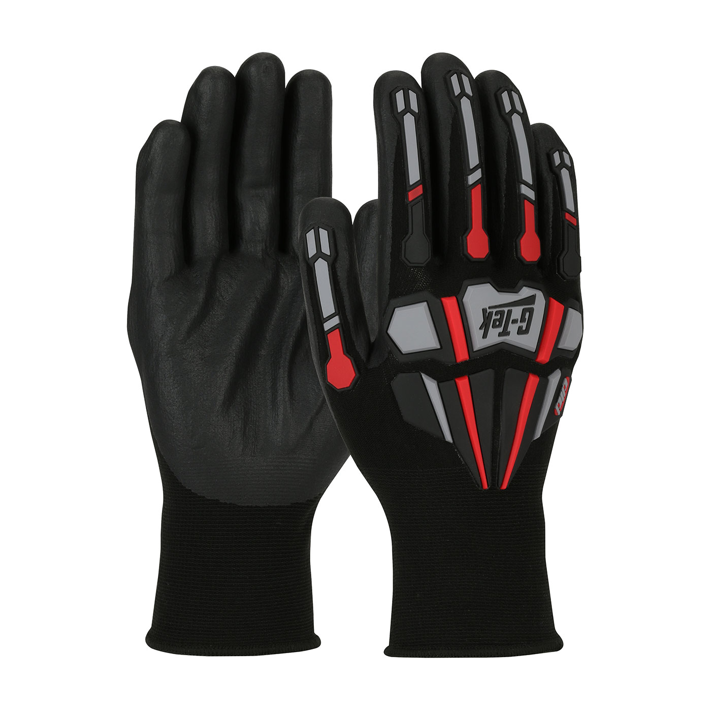 34-MP150 PIP®G-Tek®GP™无缝针织尼龙手套，手掌和手指上有抗冲击保护和丁腈涂层泡沫抓握
