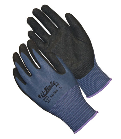 34-500 PIP®G-Tek®GP™无缝针织尼龙手套，丁腈涂层微表面握在手掌和手指- 13规格
