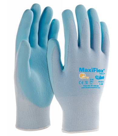 PIP®ATG®MaxiFlex®活性无缝针织尼龙/莱卡手套，手掌和手指上有超轻丁腈涂层微泡沫握把
