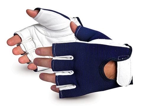 #VIBGHFV  Superior Glove® Vibrastop™ Goatskin Leather Palm Half-Finger Vibration-Dampening Gloves