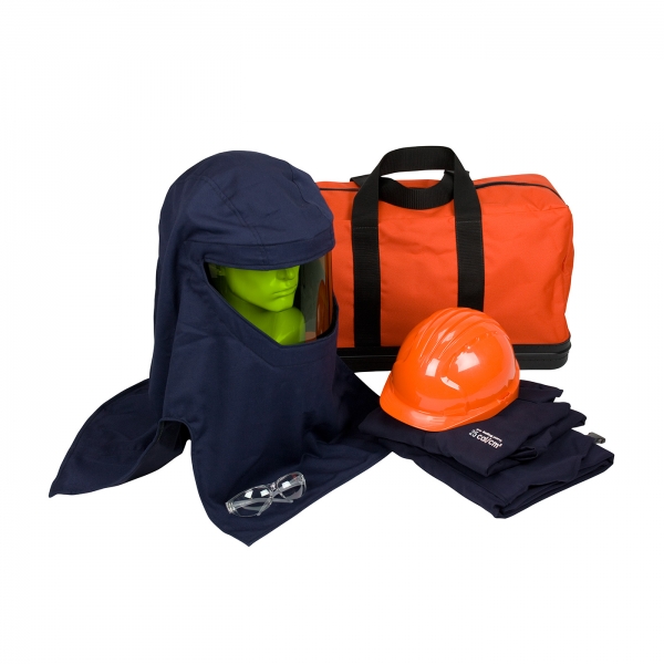 PIP®HRC 3 ARC夹克/整体闪光套件- 25 Cal/cm2包含夹克，整体，弧罩，安全眼镜，安全帽和手提袋