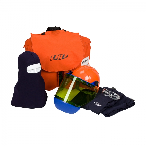 #9150-5488E PIP®HRC 2 ARC工作服闪光套件- 12 Cal/cm2包含双重认证的工作服，带弧盾的安全帽，巴拉克拉瓦帽，安全眼镜和手提袋