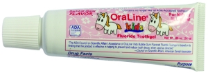 Oraline 0.85盎司儿童口味ADA含氟泡泡糖牙膏- 144支
