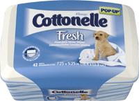 Cottonelle Fresh Care可冲洗湿巾，11961 Kimberly Clark®专业Cottonelle®新鲜护理浴室湿巾